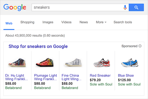 Example of Google Shopping Ads