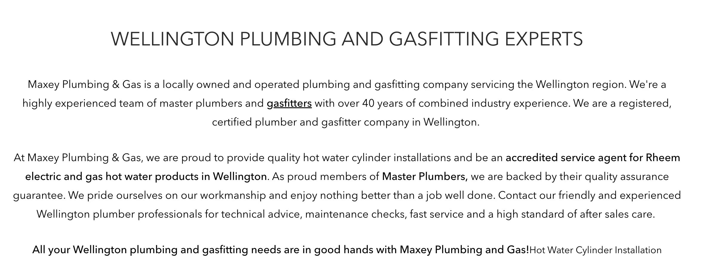 screenshot of wellington business intro copy