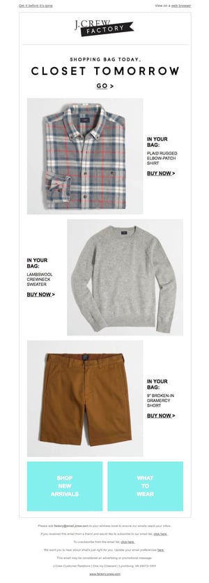 J.Crew Factory in your cart email