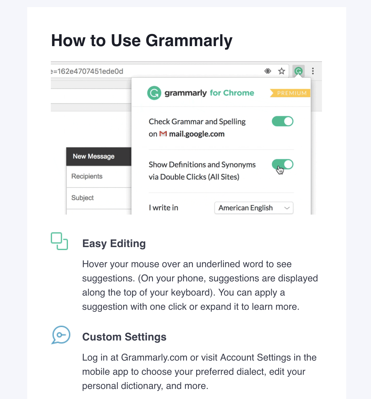 Grammarly browser reminder