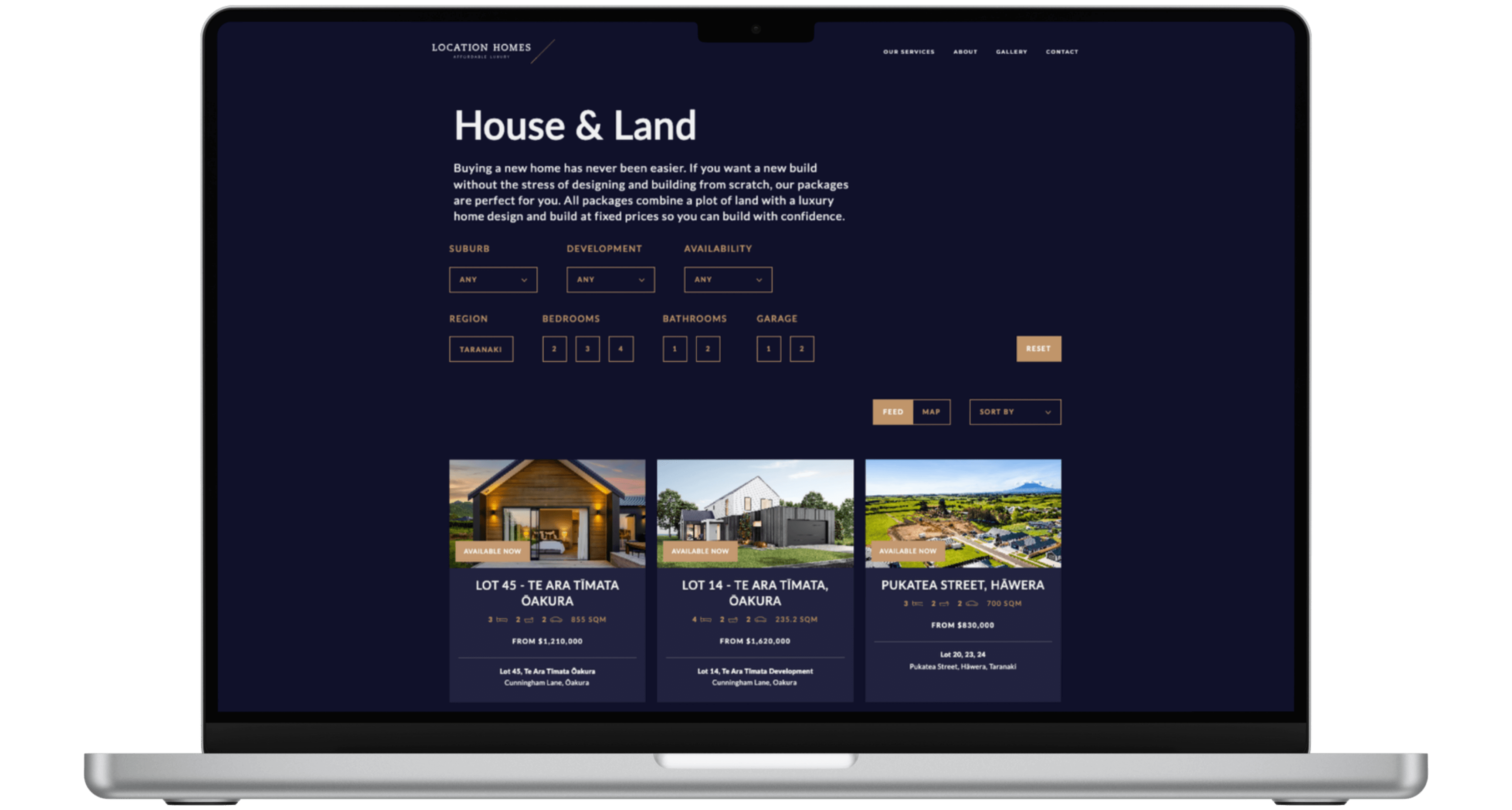 Location Homes house & land packages page